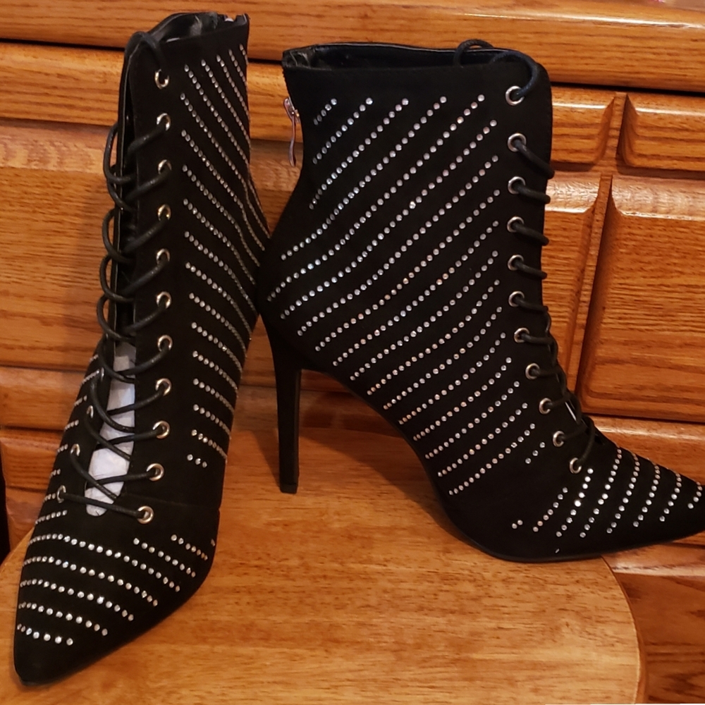 Lace Up Booties With Bling Size 11